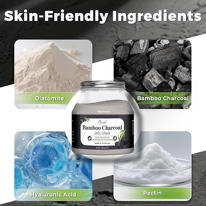 Powder Jelly Mask for Facials Professional, Peel Off Facial Mask for Hydrating & Moisturizing, Hydrojelly Mask for Women Men Skin Care, Home DIY Spa Use for All Skin with Bamboo Charcoal