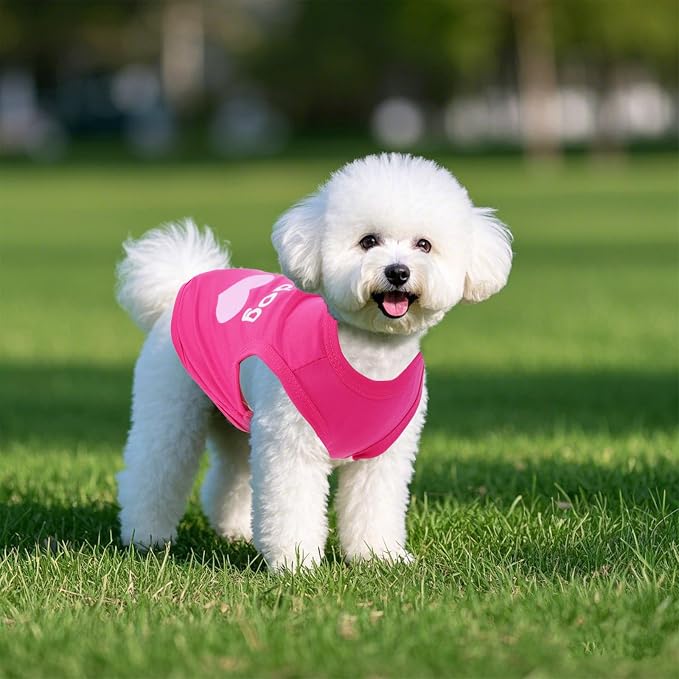 Pistha 4 Pack Dog Shirts Summer Printed Puppy Clothes Cute Sleeveless Pet T Shirts Dog Clothes for Small Medium Dogs Cats Girl(S)