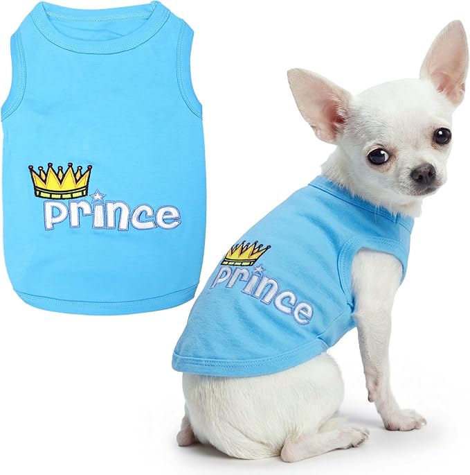 Parisian Pet Dog Shirt – 100% Cotton Shirts for Small Dogs – Blue Sleeveless Puppy Clothes – Lightweight and Breathable Dog Apparel – Boy Dogs Clothes - Stretchy Pet T Shirts