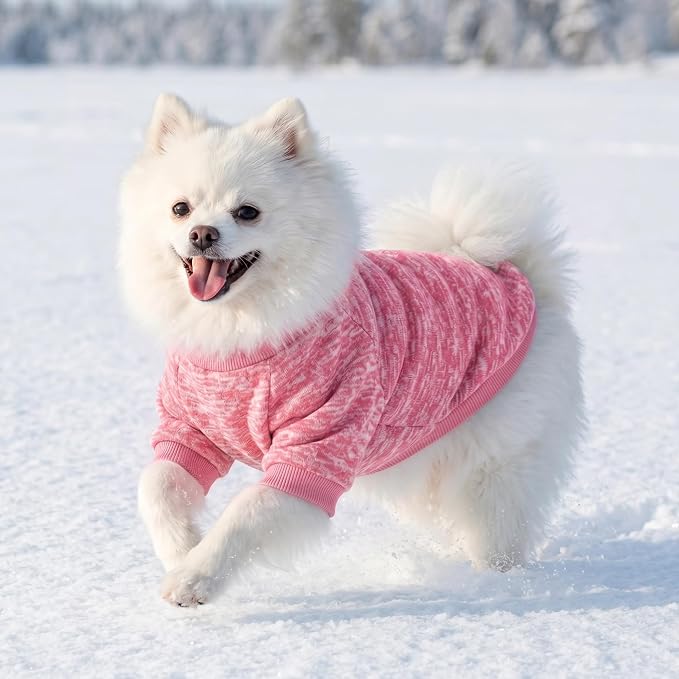3 Pack Dog Sweaters for Small Dogs Girl Boy Winter Fleece Clothes Warm Soft Dog Sweatshirt Outfit for Dogs Cats Pet Apparel