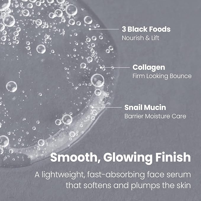 coxir Black Snail Collagen Serum – Concentrated Snail Mucin Essence for Skin Resilience, Hydration & Smooth Texture | Lightweight Korean Facial Serum for Daily Moisture Care(1.69 fl.oz)