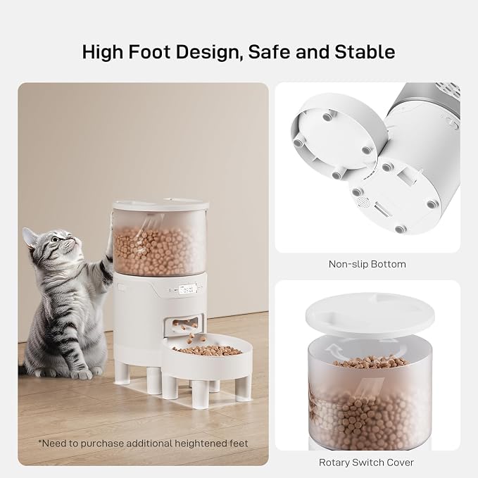 IMIPAW PET Automatic Cat Feeder: 3L Auto Food Dispenser with Timed Feeding| 6 Meal Programmable& 1-20 Portion Precise Control- Easy to Clean & Setup for Cat Indoor| Desiccant Bag Keep Food Fresh