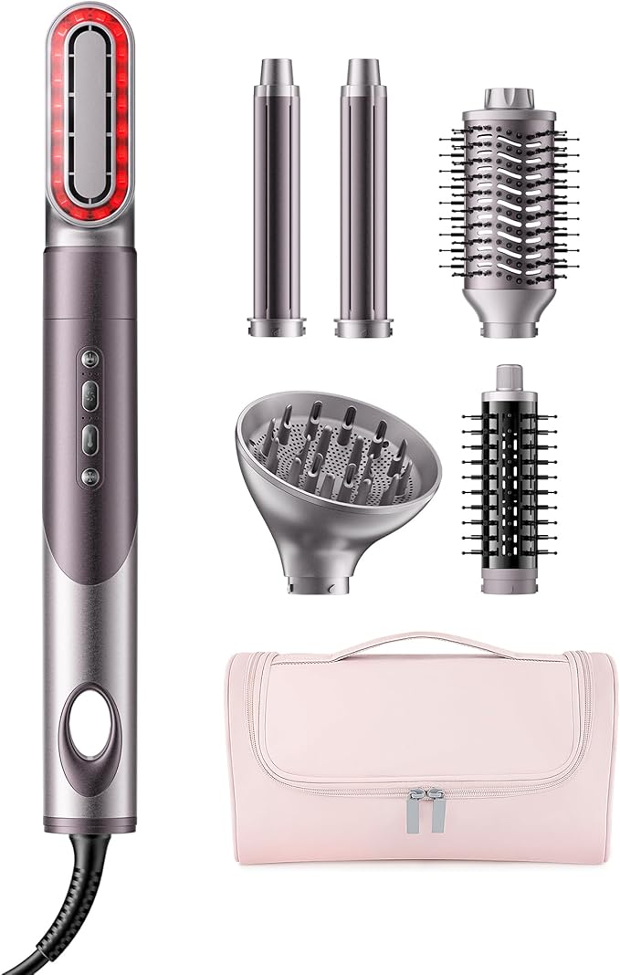 MESCOMB Upgraded Infrared 6 in 1 Hot Air Styler Wrap - Dual Voltage Hair Dryer| Fast Drying & No Heat Damage, Professional Multi-Styler for Curling, Volumizing & Smooth Straightening (100V-240V)