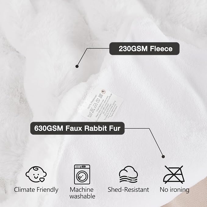 ORINOVA White Soft Twin Fluffy Blanket for Bed Living Room Furry Faux Fur Bed 60x80 Thick Fuzzy Throw Blanket Cozy Home Decor Gifts 860 GSM