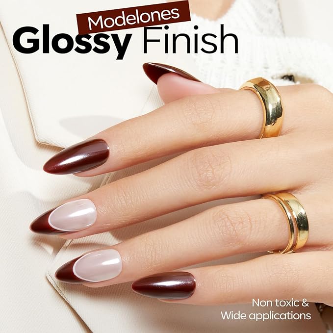 modelones Red Gel Nail Polish Burgundy Red Nail Dark Red Brown Gel Nail Polish Soak Off Nail Art Manicure 15 ML