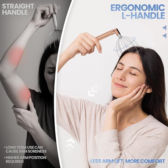 Head Massager Scalp, Vibrating Electric Scalp Massagers, Battery Powered Head Scratchers Massager Whisk Hair Massage Relax Tool with 20 Metal Fingers for Stress Relief, ldeal Gift for Women & Men