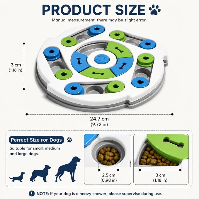 LOS ANDES Dog Puzzle Toy, Interactive Treat Dispensing Slow Feeder Enrichment Game for Small Medium Puppies
