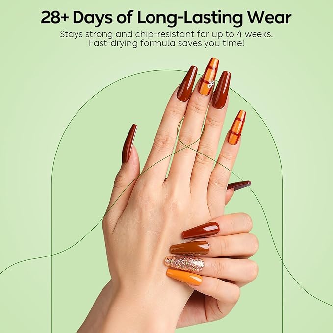 Luxbon 6 pcs Gel Nail Polish Set - Fall Color Set Long Lasting Autumn Gel Polish, uv led Soak Off Nail Art Designs Manicure Kit 022