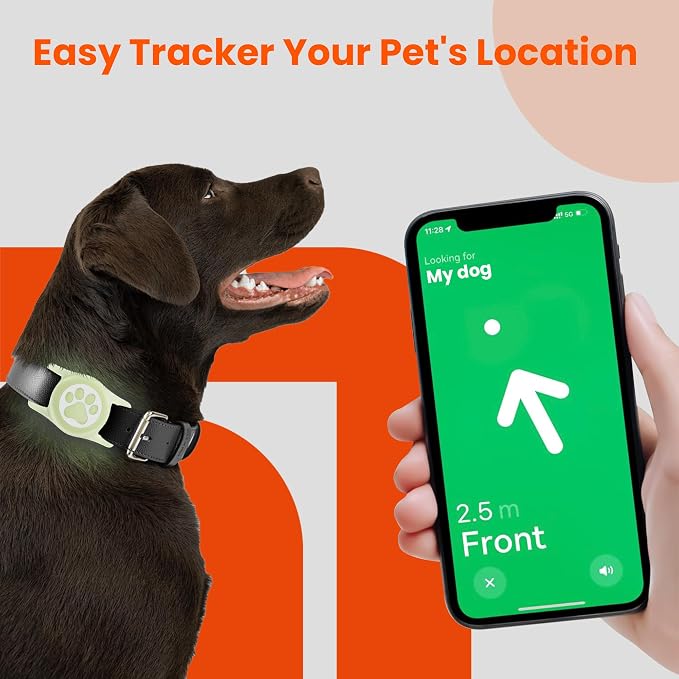 Waterproof Airtag Dog Collar Holder for Apple Air Tag, Silicone Glow Dog Airtag Holder for Dogs & Cats Collars(Luminous)