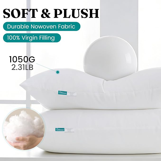Oubonun 14 x 36 Throw Pillow Inserts Set of 1 | Soft, Plush & Decorative Down Alternative Pillows for Couch Sofa Bed, Machine Washable - White, Pack of 1