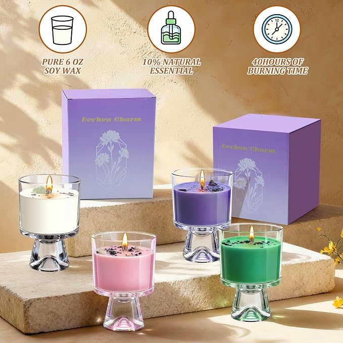Freesia Scented Soy Candle, 48-Hour Long Burning Aromatherapy Candle for Home Spa, Gift for Mom Women Birthday Valentine (Green, 0.99 lb)