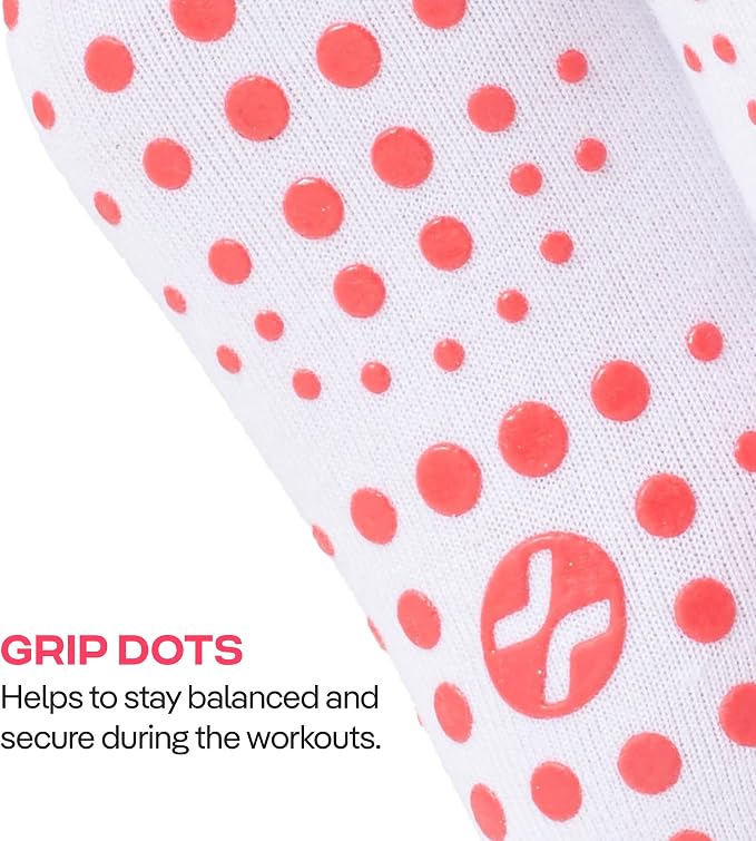 COOLMATE Pilates Socks with Grips for Women, Yoga Socks, Crew Non Slip Women for Barre, Pilates Gifts for Women