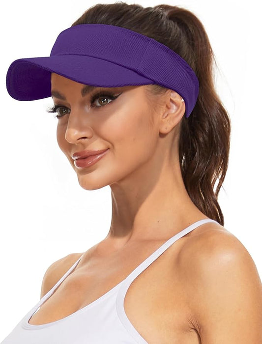 Zando 3.2" Structured Brim Visor Hats for Women, UPF 50+, Golf/Tennis | 3.2"Structured Brim Adds Sun Coverage, Steady View, Quick-dry Sweatband, Open-Top Ponytail Fit, Adjustable Fit & Lightweight