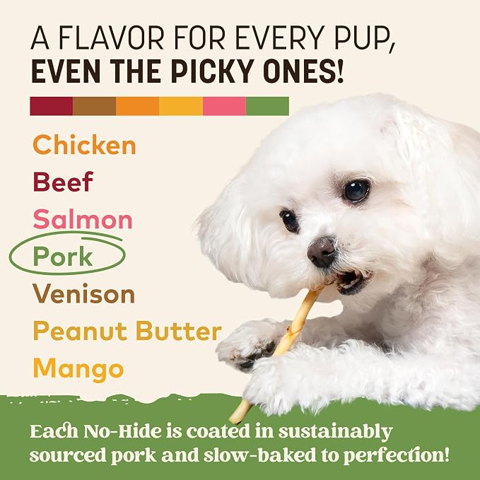 Earth Animal No Hide Stix - Rawhide Free Dog Chews Sticks 80 Count Pork | Small Sticks Pork Flavored Natural Rawhide Free Long Lasting Dog Chews - Pet Treats for Small Dogs and Cats