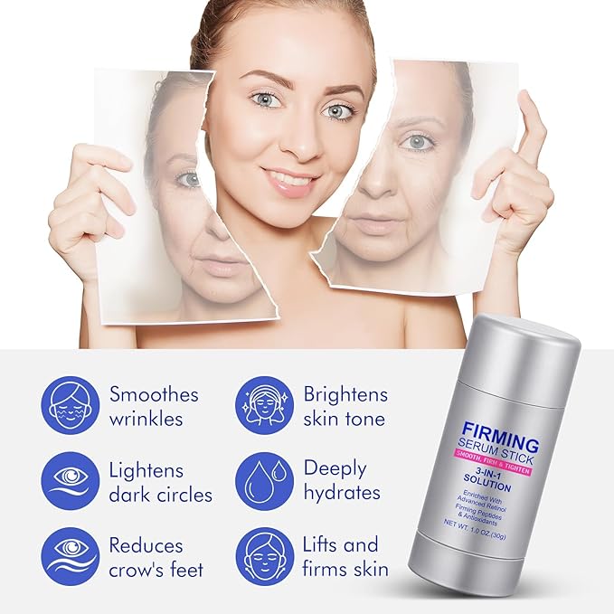 Advanced-Retinol Firming Serum Stick, 3-in-1 Face Firming Stick for Women, Smooth,Tighten and Firm Face,Neck & Jawline, Reduces Wrinkles, Hydrates & Nourishes Skin (1.0 OZ)