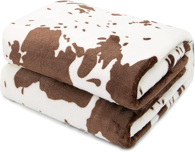Cow Print Blanket Soft Flannel Cozy Cute Warm Plush Lightweight Throw Blanket for Couch Sofa Bed All-Season Cow Fleece Throws for Adults Kids Boys Teens Gifts 50"x60"