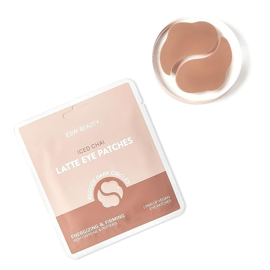 ESW Beauty Iced Chai Latte Under Eye Patches – Energizing & Firming - Soothing with Chai, Caffeine & Peptides for Tired Under Eyes & Dark Circles