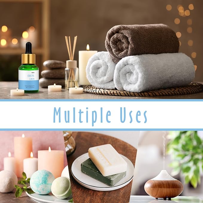 Coastal Linen Fragrance Oil, MitFlor 30ml Single Scented Oils, Large Size Premium Grade Fragrance Oil for Soap & Candle Making, Aromatherapy Diffuser Oils, Clean & Fresh Scent for Home