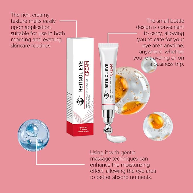 Retinol Eye Cream - Eye Tightening Cream to Reduce Under Eye Bags & Dark Circles, Hydrating Anti-Aging Eye Treatment for Wrinkles and Fine Lines, 0.71 OZ
