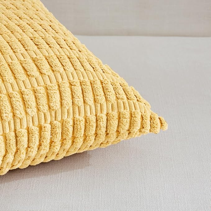 Fancy Homi 4 Packs Decorative Throw Pillow Covers for Living Room Couch Bed, Modern Farmhouse Boho Home Décor Accent Cushion Case, 20" x 12", Yellow