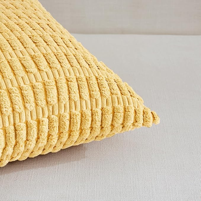 Fancy Homi 4 Packs Decorative Throw Pillow Covers for Living Room Couch Bed, Modern Farmhouse Boho Home Décor Accent Cushion Case, 24" x 24", Yellow