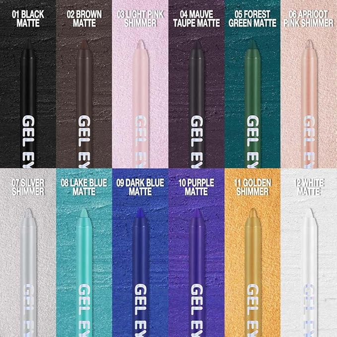 Apricot Pink Shimmer Gel Eyeliner Pencil, Multi-Use Waterline Eyeliner with Sharpener, Sharpenable Eye Liner Waterproof Smudge Proof, High Pigmented Eye Makeup Liners, Vegan & Cruelty-Free 06