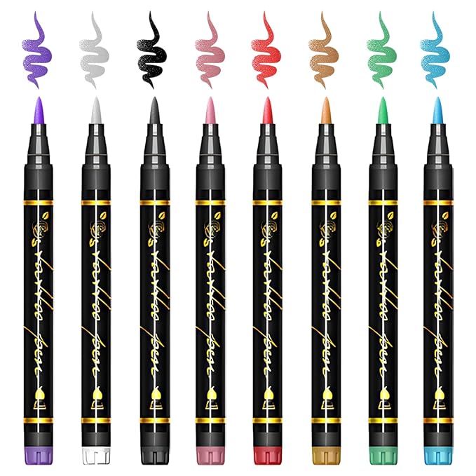 Unicorn Temporary Tattoo Markers for Skin, 8 Metal Body Markers + 169 Large Princess Rainbow Tattoo Stencils for Kids Adults, Cosmetic-Grade Tattoo Ink, DIY Body Art Party Favors for Women Men