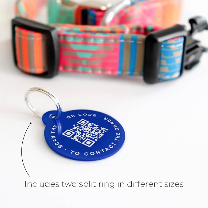 Custom QR Code Smart Pet Tag ID, Round Aluminum Lightweight Engraved and Scannable Lost and Found ID Tag for Collars and Harnesses for Puppies and Cats