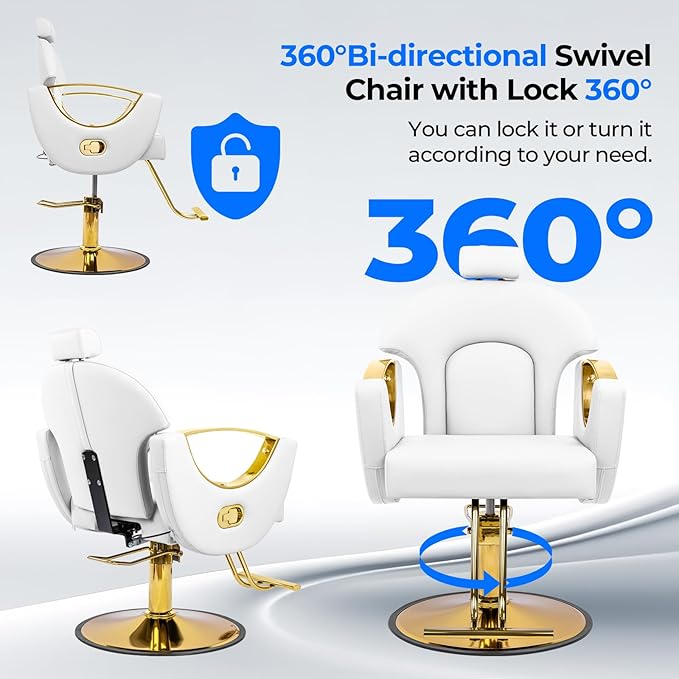 Barber Chair Reclining Styling Salon Chair for Hair Stylist Height Adjustable 360 Swivel Hair Chair for Home Barbershop