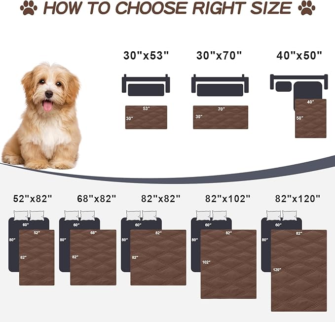 Smiry Waterproof Dog Bed Cover, Reversible Pet Blanket for Sofa Couch | Soft Washable Dog Blanket, Leakproof Couch Cover for Dogs Cats & Furniture Protection, 30x70, Brown/Chocolate