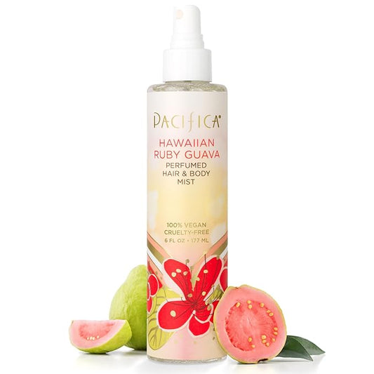 Pacifica Hawaiian Ruby Guava Hair Perfume & Body Fragrance Spray Mist - Body Mist Fragrance w/Grapefruit, Patchouli, Sugar Notes & Geranium Clean Beauty Alcohol-Free, Vegan & Cruelty-Free, 6 oz