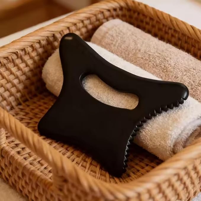 Body Gua Sha Tool Large Natural Bian Stone Handle Guasha Scraping, Muscle Scraper Tool for Soft Tissue, Manual Anti-Cellulite Sculpting Board for Muscle Release, Body Contouring (7.3 inch)