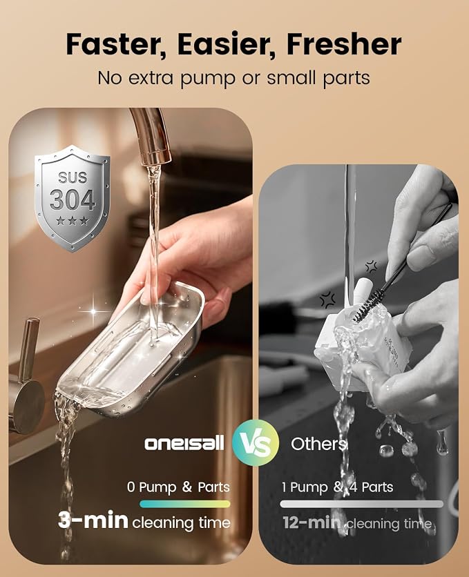 oneisall 3.5L Wireless Filterless Cat Water Fountain for Cat Pet,PW17 | Wastewater Separation,No Filter Needed,Cordless,Separate Clean&Dirty Water,304 Stainless Bowl,30dB Quiet,Smart LED Display