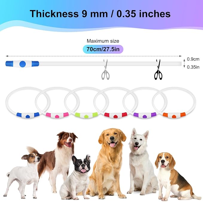 Light Up Dog Collar - Waterproof LED Dog Collar Rechargeble, TPU Cuttable Glow in the Dark Safety Dog Lights for Night Walking(Blue)