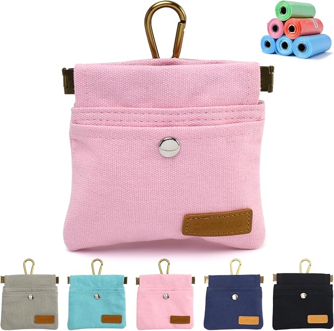 Dog Treat Pouch for Pet Training, Carabiner & Magnetic Buckle, Pink