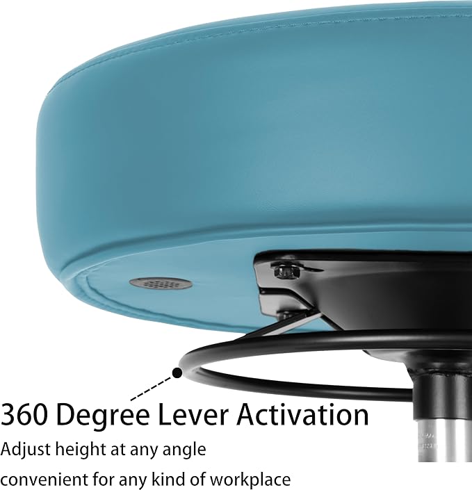 TAKE UR SEAT® All-Purpose Stools with Adjustable Seat and Easy Clean Performance Fabrics for Cleanroom Lab Medical Office Classroom Shop Garage Spa Massage Tattoo(Blade Wheels) (15" Blue)