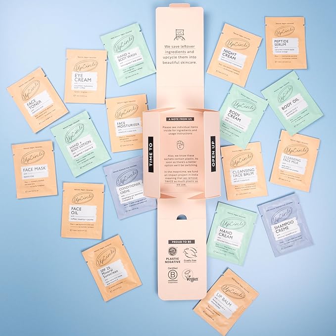 UpCircle The Pamper Kit - 18 Pieces - Sample Tester Pack Of Full Skincare + Body Range - Perfect Gift Idea, Pamper Night, For Holiday or Wedding Favour - Natural, Vegan, Cruelty-Free