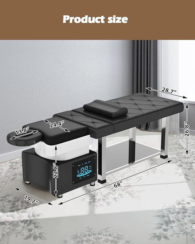 Artist hand Head Spa Bed, Hair Washing, Shampoo Massage Bed with Water Cycle Salon Equipment for Beauty Head Spa, Constant Temperature System (Silver)