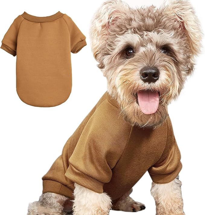 Soft Puppy Sweater for Small Dogs Winter Pullover, Coffee XS | Elastic Cuffs Pet Clothes, Holiday Party Matching, Fall Winter Daily Outfit, Soft Breathable Machine Washable Sweatshirt