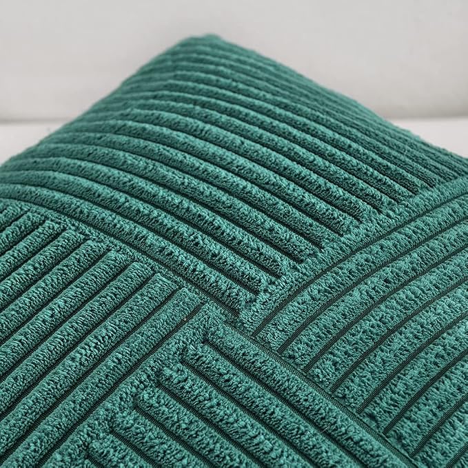 Fancy Homi 2 Packs Teal Samll Decorative Throw Pillow Covers 12x12 Inch with for Couch Bed Sofa, Rustic Farmhouse Boho Home Decor, Soft Corss Patchwork Corduroy Square Cushion Case 30x30 cm