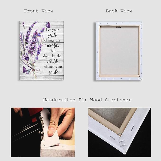 Purple Bathroom Flower Canvas Wall Decor Inspirational Wood Board Canvas Wall Art Lavender Bathroom Washroom Print Poster Rustic Wall Painting Pictures Artwrok 12x16 In