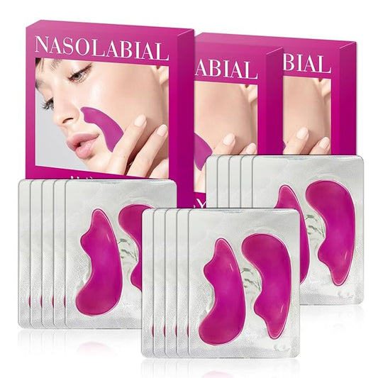 Smile Line Patches With Grape Seed Oil, 15Pairs Nasolabial Folds Patches, Fine Lines and Wrinkles Treatment, 3 Boxes Anti Wrinkle Patches, Caffeine, Sodium Hyaluronate, Collagen
