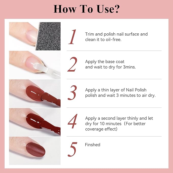Matte Nail Polish, Red Quick Dry Nail Lacquer Non Gel Matte Finish Effect, Long Lasting & Fast Drying Nail Pigment Velvet Nail Polish for Nail Art