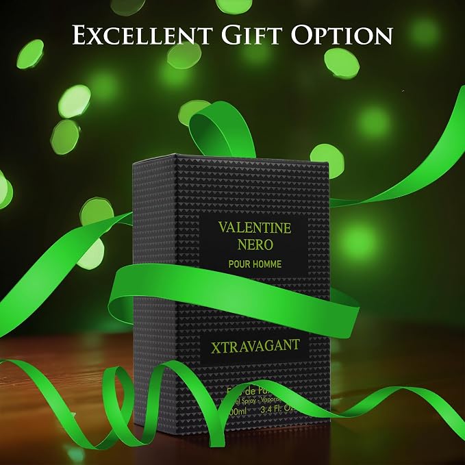 Valentine Nero Xtravagant for Men - Oriental Fougere Fragrance - Top Notes of Calabrian Bergamot & Espresso Coffee Accord - Base Scents of Refined Vetiver - Elegant 100ml Bottle, Parfume for Men