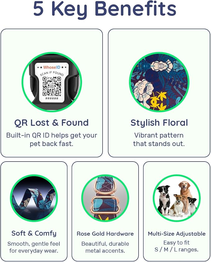 Dog Collar for Meidum Dogs with Smart QR Tags
