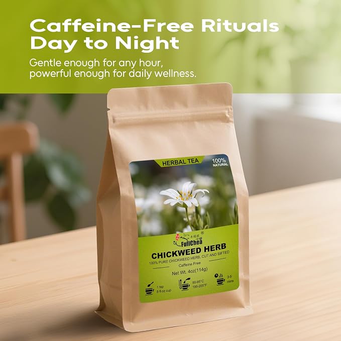 FullChea - Chickweed Herb, 4oz/114g, Dried Stellaria Media Loose Herb | Premium cut & sifted stellaria media herb, non-GMO, caffeine-free, natural chickweed for daily herbal tea enjoyment