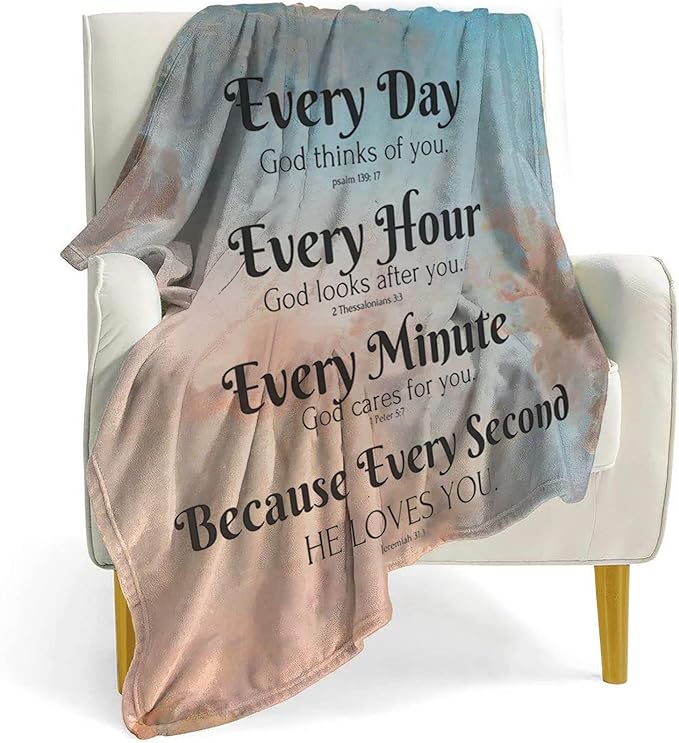 QETXVI Bible Verse Blanket with Inspirational Thoughts and Prayers- Religious Throw Blanket Soft Lightweight Cozy Plush Warm Blankets for Women Men Gift 60"X 80"
