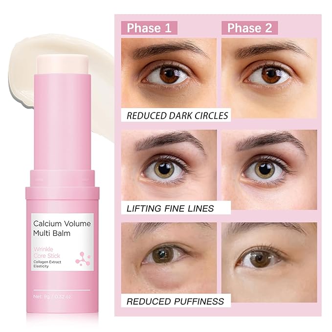 Cemenrete Calcium Volume Multi Balm Stick, Korean Collagen Moisturizing Glow, Hydrating & Anti-Aging Almond Vitamin E for Face, Eyes, Lips & Neck (Multi Balm Stick, 1)
