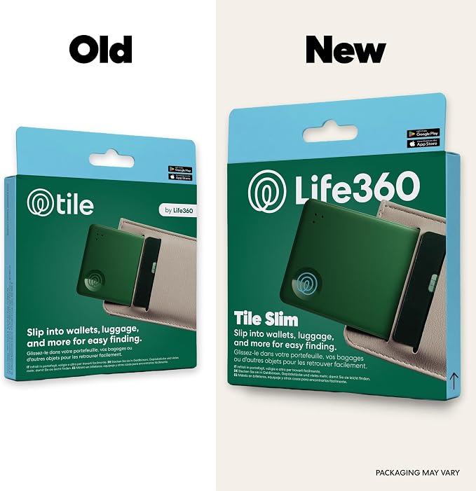 Life360 Tile Slim - Wallet Finder, Bluetooth Tracker and Item Locator for Luggage Tags, Passports and More. Both iOS and Android Compatible. Phone Finder. 1-Pack (Green Surf)