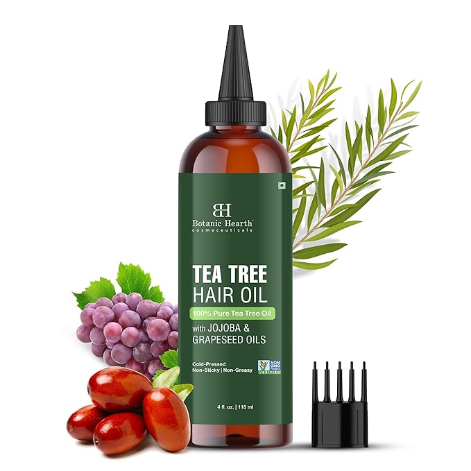 Botanic Hearth Hair Oil for Hair Growth & Hair Treatment Oils | Strengthening Dry, Frizzy, Damaged Hair & Scalp Treatment | All Hair Types | Tea Tree Hair Oil - 4 Fl Oz